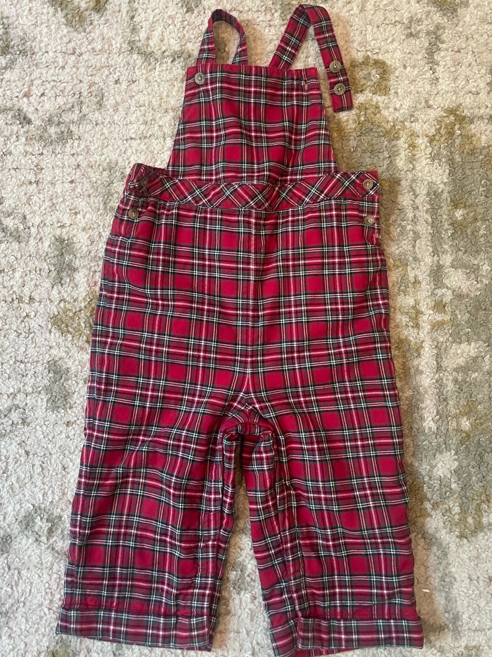 Janie and Jack Red Plaid Overalls